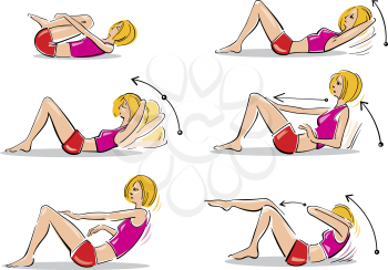 Royalty Free Clipart Image of a Woman Doing Abdominal Exercises