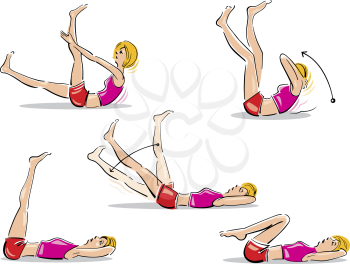 Royalty Free Clipart Image of a Woman Doing Ab Exercises