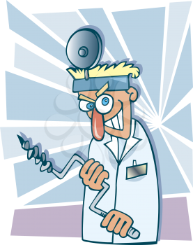 Royalty Free Clipart Image of a Crazy Dentist