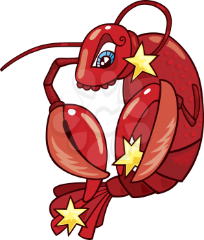 Royalty Free Clipart Image of a Crab With Stars