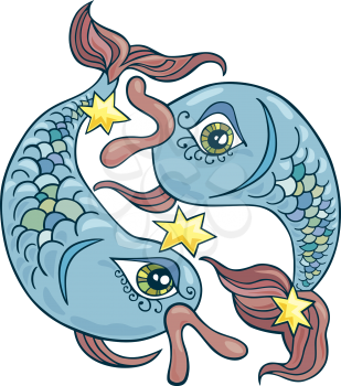 Royalty Free Clipart Image of a Pisces Zodiac Sign