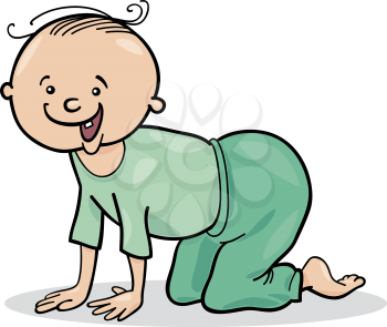 Royalty Free Clipart Image of a Creeping Baby Boy