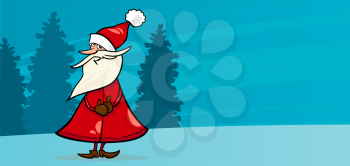 Greeting Card Cartoon Illustration of Funny Santa Claus or Papa Noel