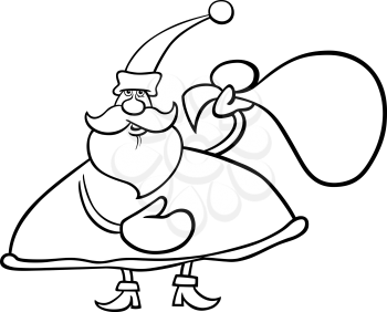 Cartoon Illustration of Christmas Santa Claus or Papa Noel for Coloring Book