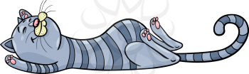 Royalty Free Clipart Image of a Sleeping Grey Cat