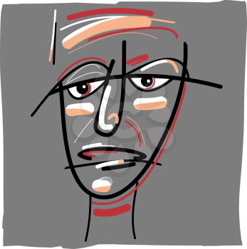 Cartoon Doodle Sketch Illustration of Tribal Painted Face