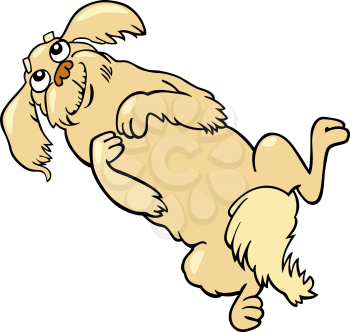 Cartoon Illustration of Happy Fluffy Dog or Pekingese