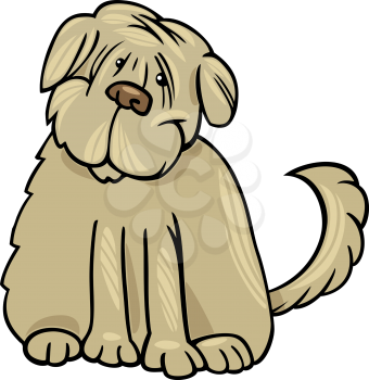Cartoon Illustration of Funny Purebred Tibetan Terrier Dog or Labrador Doodle or Briard