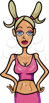 Royalty Free Clipart Image of a Girl With High Pigtails