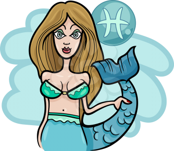 Royalty Free Clipart Image of a Mermaid Holding Her Tail