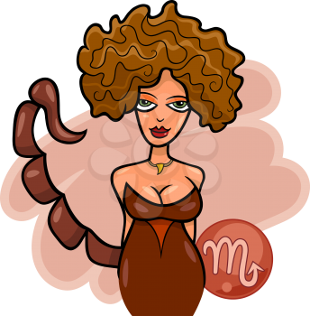 Royalty Free Clipart Image of a Woman as the Scorpio Symbol