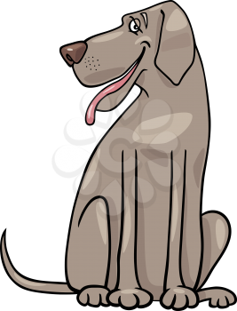 Cartoon Illustration of Funny Gray Great Dane Dog