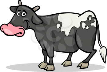 Cartoon Illustration of Funny Spotted Cow Farm Animal