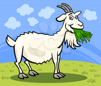 Cartoon Illustration of Funny Comic Goat Animal on the Farm