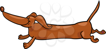 Cartoon Illustration of Cute Running Dachshund Dog