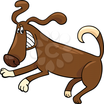 Cartoon Illustration of Funny Running Playful Dog