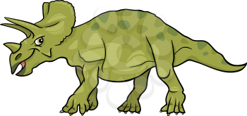 Cartoon Illustration of Triceratops Dinosaur Prehistoric Reptile Species