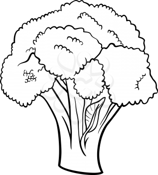 Black and White Cartoon Illustration of Broccoli Vegetable Food Object for Coloring Book