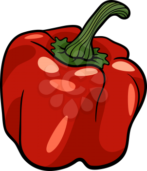 Cartoon Illustration of Red Pepper or Paprika Vegetable Food Object