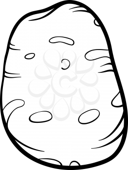 Black and White Cartoon Illustration of Potato Vegetable Food Object for Coloring Book