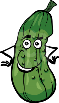 Cartoon Illustration of Funny Cucumber Vegetable Food Character