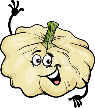 Cartoon Illustration of Funny Comic Patison Vegetable Food Character