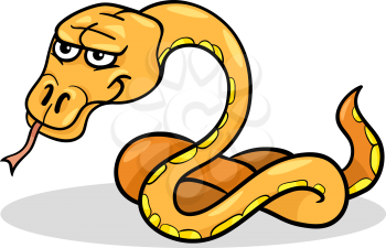 Cartoon Illustration of Funny Snake Reptile Animal