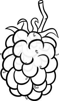 Black and White Cartoon Illustration of Blackberry Berry Fruit Food Object for Coloring Book