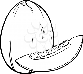 Black and White Cartoon Illustration of Melon Fruit Food Object for Coloring Book