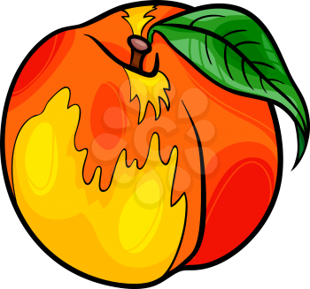 Cartoon Illustration of Peach Fruit Food Object