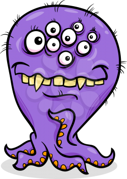 Cartoon Illustration of Funny Monster or Fright or Bogie