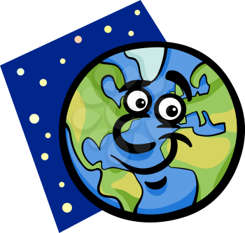 Cartoon Illustration of Funny Earth Planet Comic Mascot Character