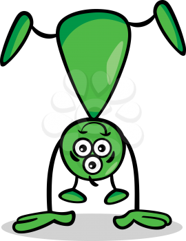 Cartoon Illustration of Funny Alien or Martian Comic Character