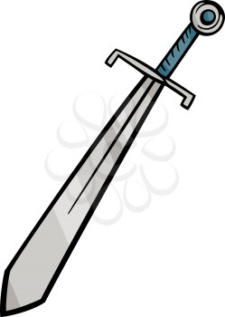 Cartoon Illustration of Sword Medieval Weapon Clip Art