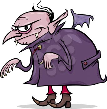 Cartoon Illustration of Spooky Halloween Vampire or Dracula