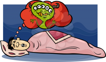 Royalty Free Clipart Image of a Man Having a Nightmare