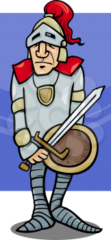 Royalty Free Clipart Image of a Knight With a Sword and Shield