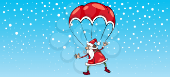 Royalty Free Clipart Image of a Parachuting Santa