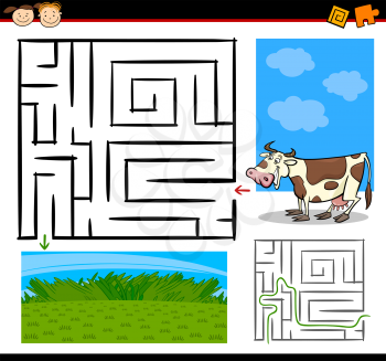Royalty Free Clipart Image of a Cow Maze