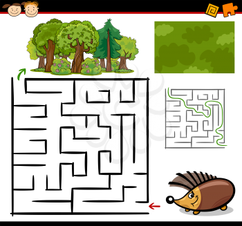 Royalty Free Clipart Image of a Hedgehog at a Maze