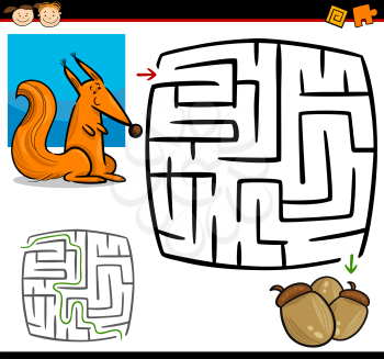 Royalty Free Clipart Image of a Labyrinth With a Funny Animal