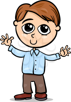 Cartoon Illustration of Cute Funny Little Boy