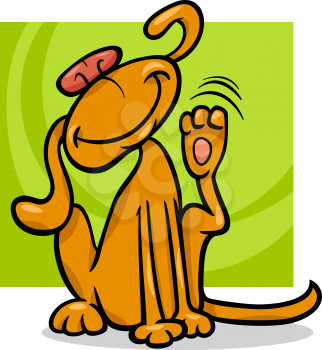 Cartoon Illustration of Funny Dog Scratching his Ear