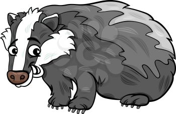 Cartoon Illustration of Cute Badger Animal