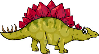 Cartoon Illustration of Stegosaurus Prehistoric Dinosaur