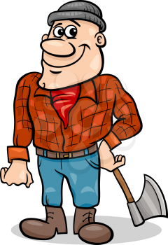 Cartoon Illustration of Lumberjack Character from Little Red Riding Hood Fairy Tale