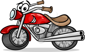 Cartoon Illustration of Funny Motor Bike Vehicle or Chopper Comic Mascot Character