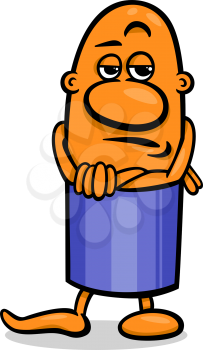 Cartoon Illustration of Funny Skeptical Guy Character