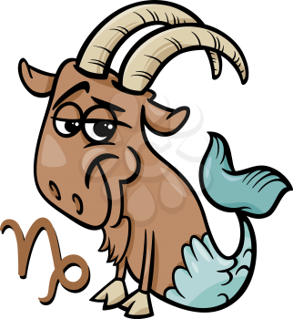 Cartoon Illustration of Capricorn or The Sea Goat Horoscope Zodiac Sign
