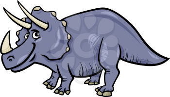 Cartoon Illustration of Triceratops Prehistoric Dinosaur